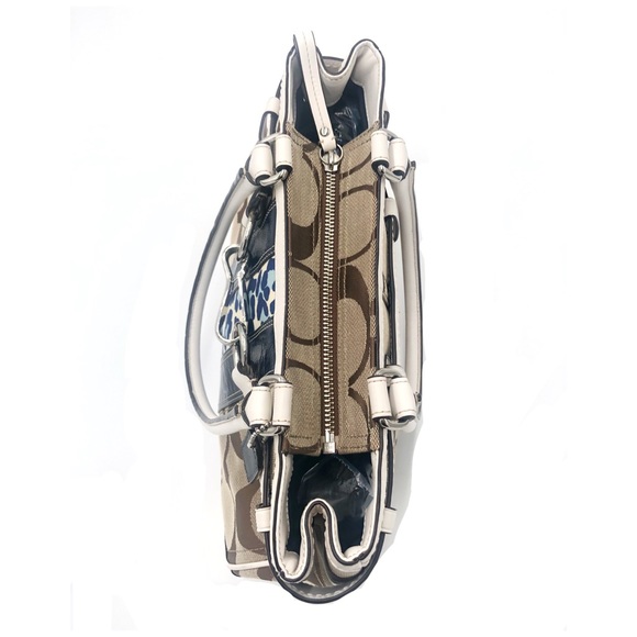 Coach Hamptons Signature Stripe Leopard Carryall Satchel Handbag - Picture 6 of 16